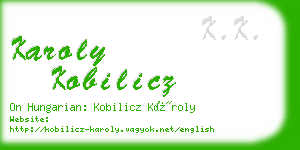 karoly kobilicz business card